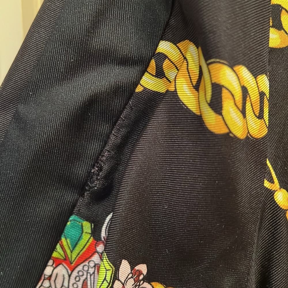 VERSACE Silk Barocco Print Wrap Dress - IT 42 (US M) - Black/Multi - Picture 9 of 11